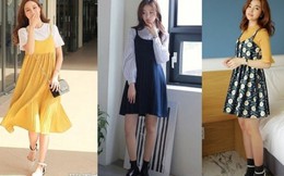 Váy hai dây mặc ngoài theo phong cách Hàn Quốc