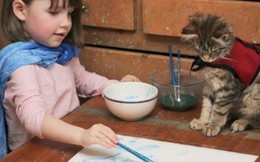 Chú mèo nhỏ giúp cô bé tự kỷ thành danh họa