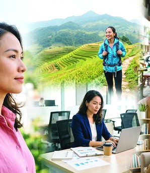 Phụ nữ tự viết tên hạnh phúc