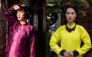 Hoa hậu biển Vũ Ngọc Diệp thả dáng trong BST áo dài gấm hoa 