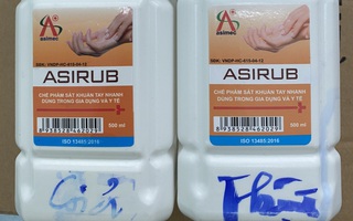 Phát hiện lô nước sát khuẩn ASIRUB có dấu hiệu giả mạo