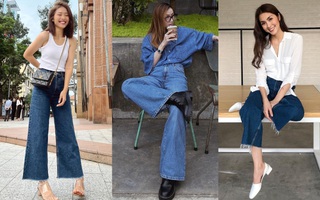 Học sao Việt diện quần jeans ống rộng đơn giản mà đẹp
