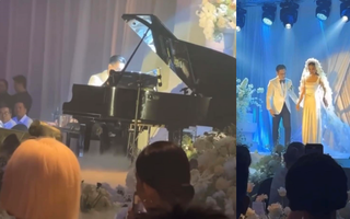Nhạc trưởng Trần Nhật Minh tự tay đàn piano, hát cực điêu luyện đón cô dâu Thanh Hằng lên lễ đường