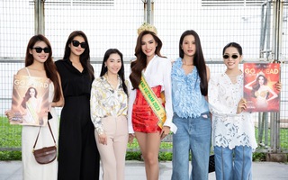 Á hậu Hương Ly có mặt tại sân bay để tiễn bạn thân Hoàng Phương đi dự thi Miss Grand International 2023
