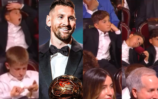 3 quý tử nhà Messi biểu cảm chuẩn "anti-fan" khi bố nhận Quả bóng vàng 2023