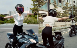 Vụ người mẫu Ngọc Trinh “diễn xiếc” trên mô tô: Không có bằng lái, công an tạm giữ phương tiện