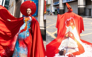 Cô gái Việt ghi dấu ấn với thiết kế áo dài trên đường phố Trung Quốc