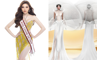 Trang phục dân tộc của đại diện Việt Nam tại Miss Charm 2023 lấy cảm hứng từ bánh tráng 