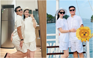 Quang Hải tạo dáng hài hước khi chụp ảnh cùng bạn gái