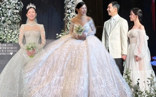 Váy cưới của vợ Lee Seung Gi: Bồng bềnh điệu đà, ghi điểm nhờ những khoảng hở tinh tế 