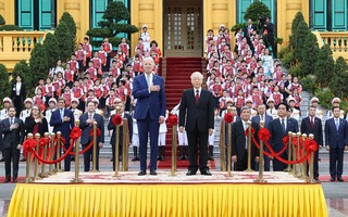 Hình ảnh Tổng Bí thư Nguyễn Phú Trọng chủ trì Lễ đón chính thức Tổng thống Joe Biden