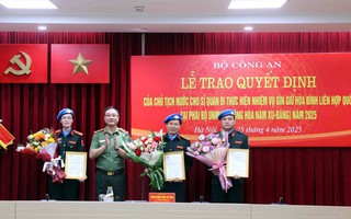 3 sĩ quan công an lên đường làm nhiệm vụ gìn giữ hòa bình