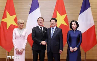 Chủ tịch nước Lương Cường chủ trì chiêu đãi cấp Nhà nước Tổng thống Pháp