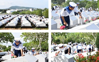 Cán bộ, chiến sĩ Vùng 5 Hải quân làm đẹp Nghĩa trang liệt sĩ Phú Quốc