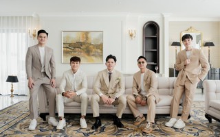 Cầu thủ Văn Toàn, Tuấn Hải diện vest bảnh bao, làm phù rể trong đám cưới bạn thân