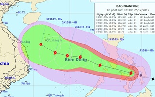 Công điện hỏa tốc ứng phó bão PHANFONE giật cấp 13 đi vào biển Đông