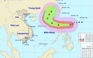 Sáng 30/10, bão Yutu sẽ gây mưa, gió mạnh vùng biển Đông Bắc Biển Đông