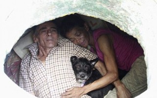 Vợ chồng già sống cùng chú chó trong ống cống suốt 26 năm