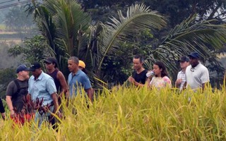 Gia đình Obama tìm chốn bình yên trên cánh đồng lúa Indonesia