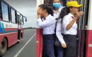 Xe buýt chở quá tải học sinh, chạy nhanh trên Quốc lộ gây bức xúc