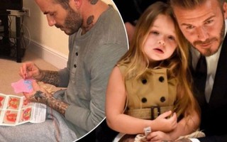 David Beckham khâu váy búp bê cho con gái