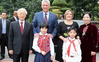 Tổng Bí thư, Chủ tịch nước và Phu nhân đón Chủ tịch Cuba và Phu nhân thăm Việt Nam