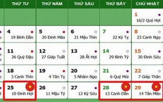 Lịch nghỉ chính thức Giỗ Tổ Hùng Vương, 30/4 và 1/5/2018