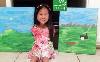 Cô bé không tay gốc Việt vẽ tranh gây quỹ cho người khuyết tật