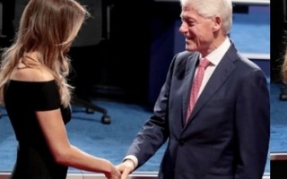 Cái bắt tay gượng gạo giữa Bill Clinton và Melina Trump 