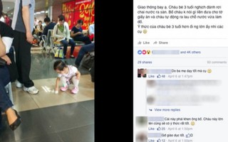 Dân mạng ca ngợi bé 3 tuổi lau sàn sân bay 