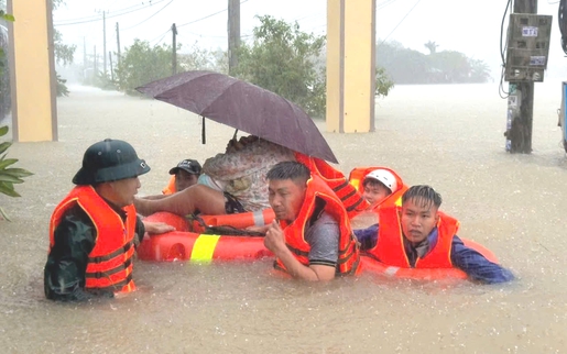 Công an Đắk Lắk dầm mình trong nước lũ đưa người dân đến nơi an toàn