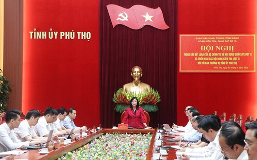 Đoàn kiểm tra của Bộ Chính trị làm việc với Ban Thường vụ Tỉnh ủy Phú Thọ