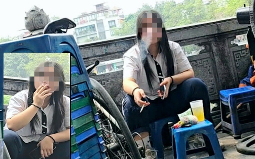 Hà Nội: Học sinh tụ tập hút thuốc quanh cổng trường, đi xe máy không đội mũ bảo hiểm